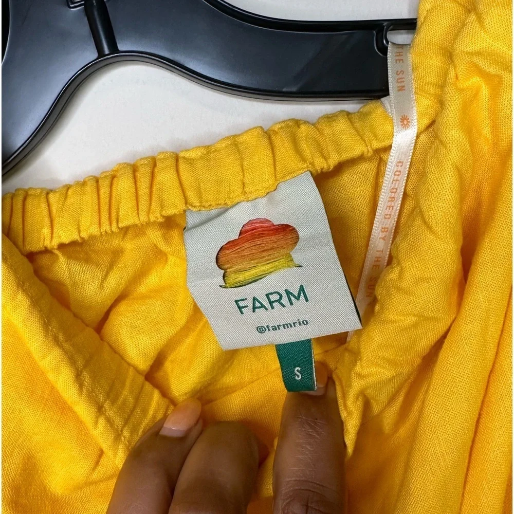 NWT FARM Rio Off Shoulder Twist Front Linen Blend Dress Size Small - Picture 9 of 14